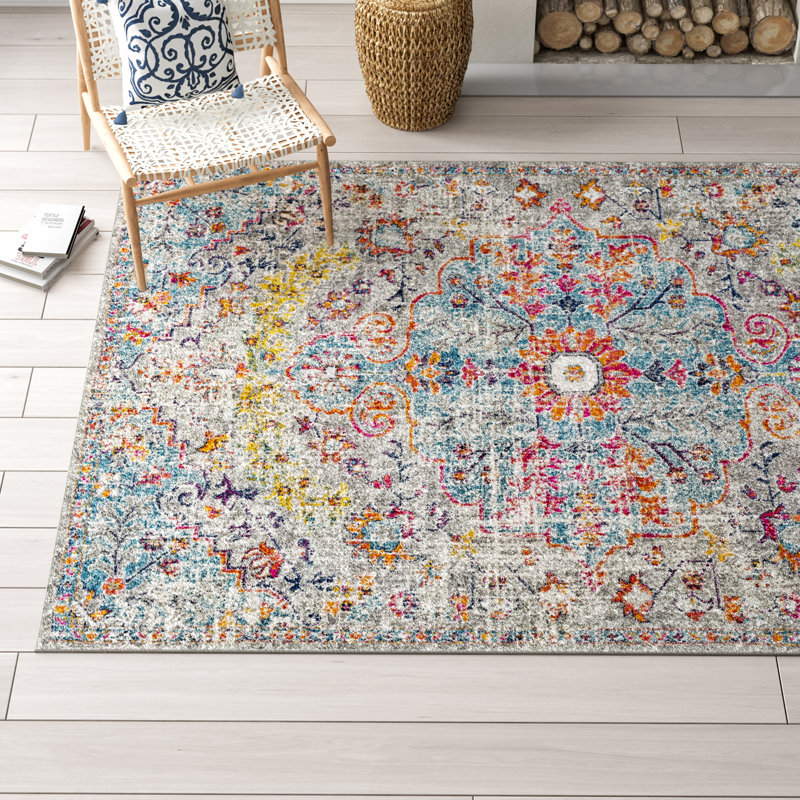 Mistana™ Hillsby Oriental Area Rug in Teal/Beige & Reviews Wayfair